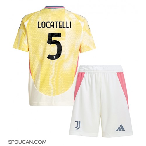 Dječji Nogometni Dres Juventus Manuel Locatelli #5 Gostujuci 2024-25 Kratak Rukav (+ Kratke hlače)